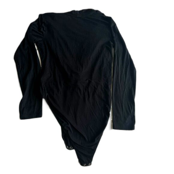 Ella Moss Black Bella Long Sleeve Wrap Front Bodysuit, Size M – NWT - Picture 4 of 8